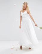Asos Bridal Embroidered Cami Mesh Maxi Dress - White
