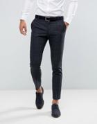 Selected Homme Slim Suit Pant In Wool Mix With Grid Check - Navy