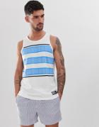 Jack & Jones Core Tank With All Over Brand Print Stripe - White