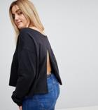 Asos Curve Off Shoulder Boxy Sweatshirt - Black