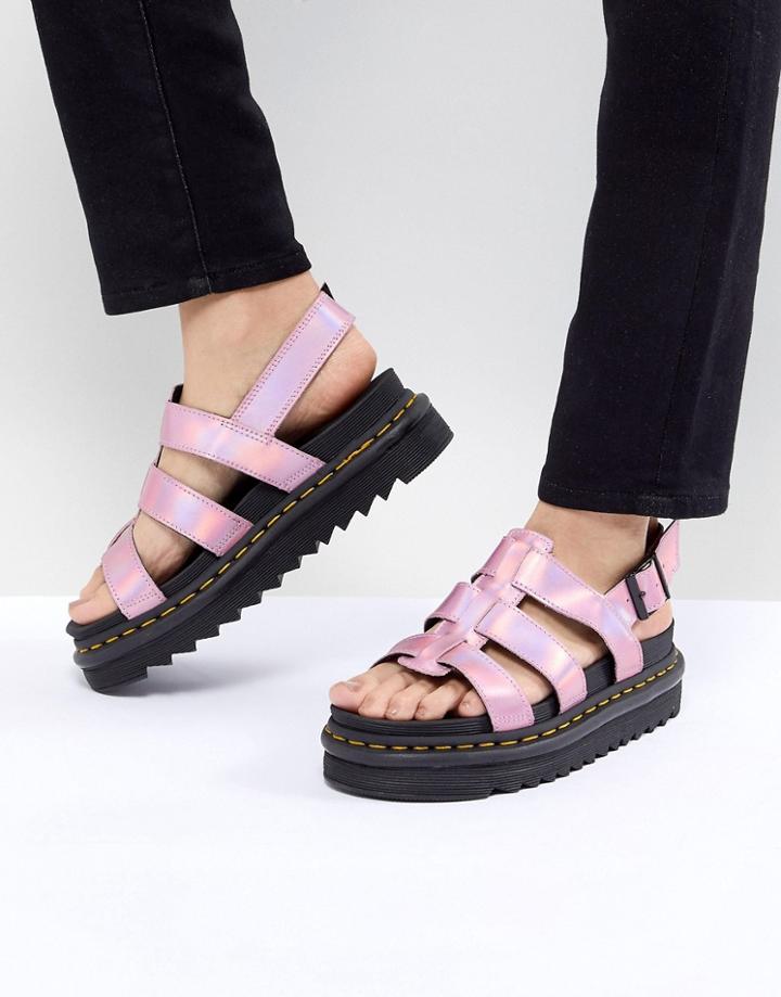 Dr Martens Yelena Sandal In Pink Metallic - Pink