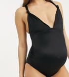 Asos Design Maternity Recycled Knot Detail Swimsuit In Black