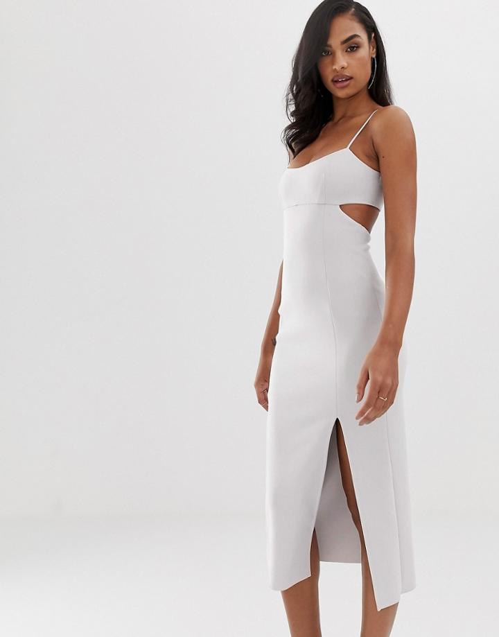 Bec & Bridge Amelie Cut Out Midi Dress - Silver