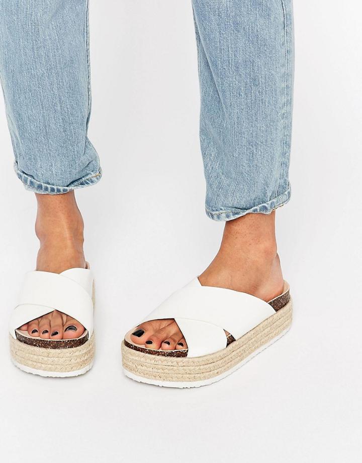 Asos Further On Espadrille Mule Flatforms - White