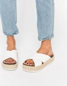 Asos Further On Espadrille Mule Flatforms - White
