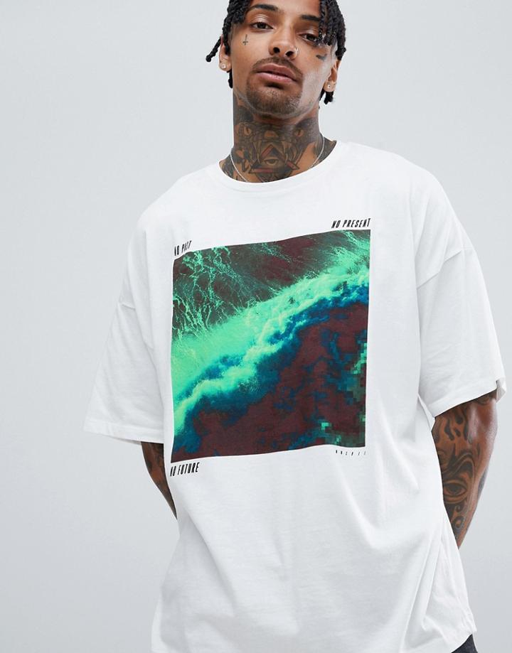 Asos Design Oversized T-shirt With Photo Print - White