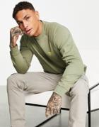 Barbour Beacon Small Logo Crew Neck Sweatshirt In Khaki-green