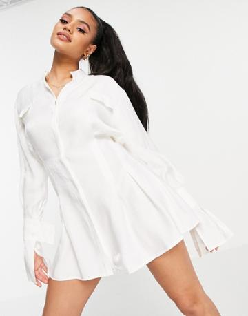 Aria Cove Shirt Dress With Tennis Skirt Detail In White