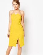 Oasis Structured Bandeau Dress - Yellow