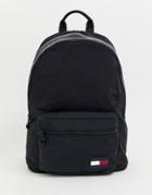 Tommy Hilfiger Nylon Backpack With Gray Detail And Icon Flag Logo In Black - Black