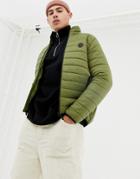 D-struct Quilted Lightweight Funnel Neck Padded Jacket - Green