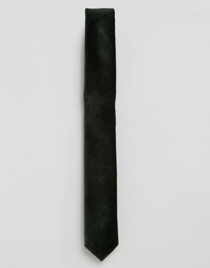 Devils Advocate Velvet Tie In Khaki - Green
