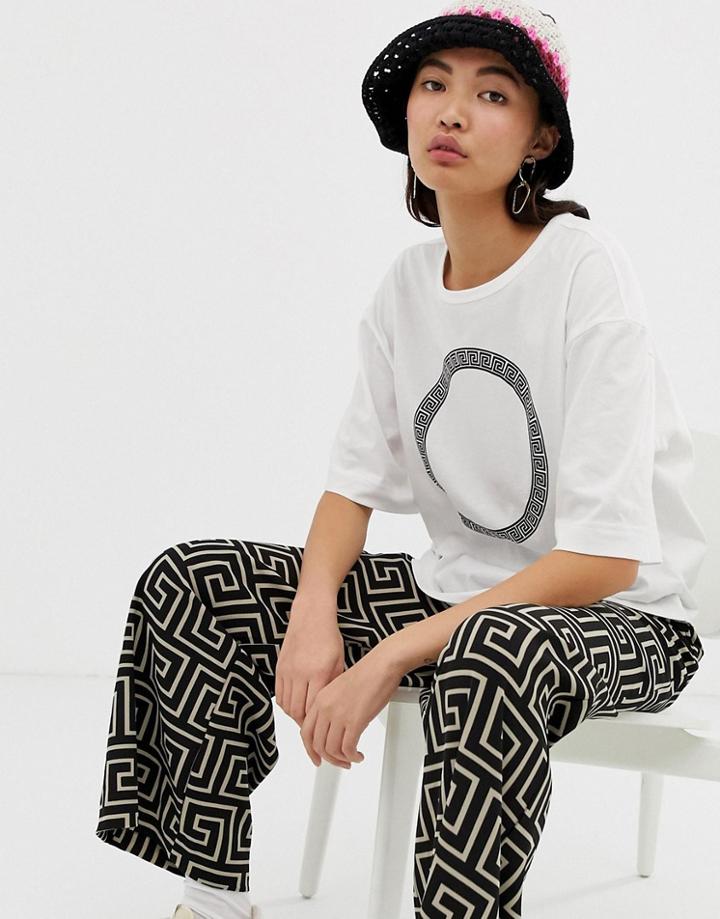 Weekday Roman Circle Print T-shirt In White - White