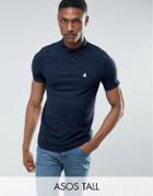 Asos Tall Muscle Polo In Navy - Navy