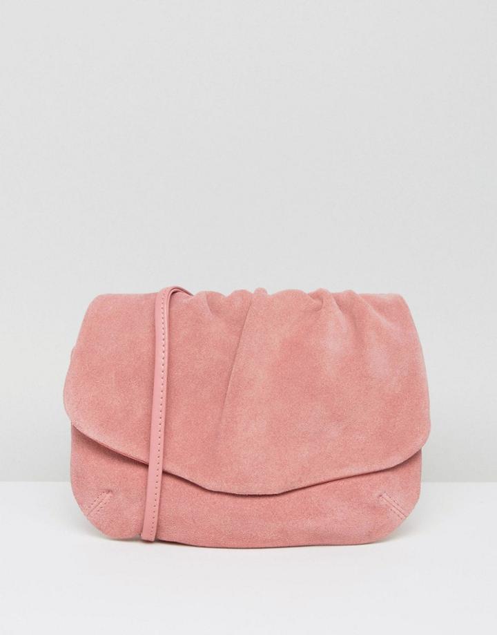 Asos Suede Ruched Cross Body Bag - Pink