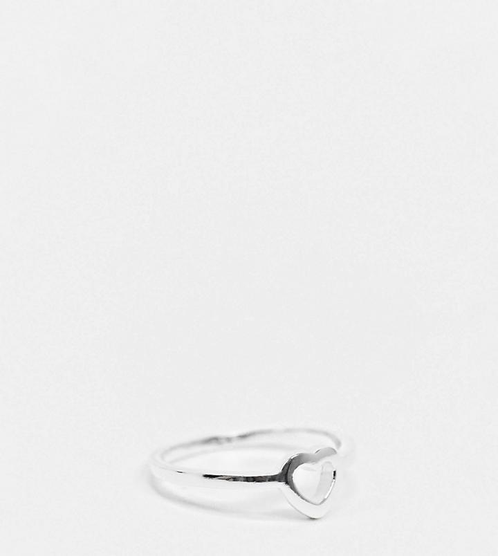 Asos Design Sterling Silver Ring In Open Heart Design