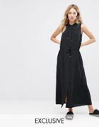 Monki Oversized Hooded Midi Dress - Black
