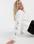 Topshop Moon Sweatshirt In Ecru-white