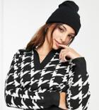 New Look Petite Polo Collar Sweater In Black Dogtooth