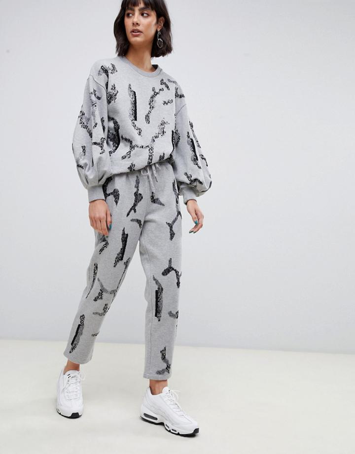Asos White Embellished Jogger Two-piece - Gray