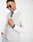 Asos Design Skinny Wedding Suit Vest In Ice Gray Micro Texture