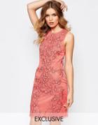 A Star Is Born Allover Luxe Baroque Embellished Mini Dress - Coral