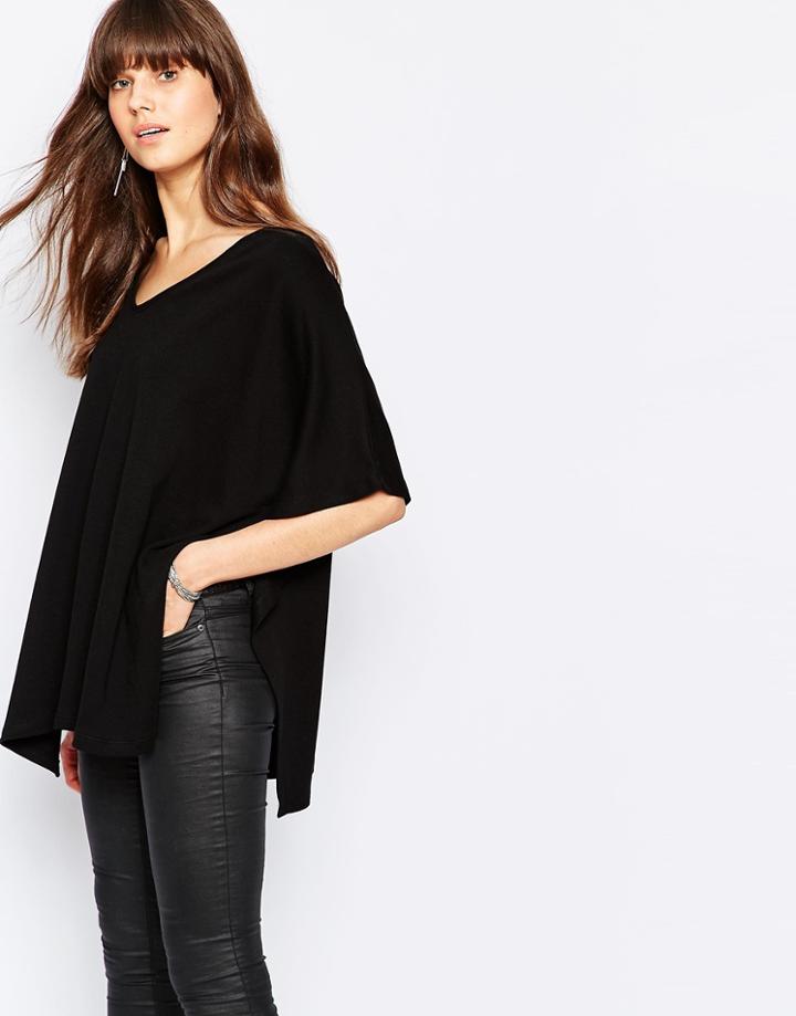 Jdy 3/4 Sleeve Boyfriend T-shirt - Black