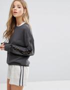 New Look Lace Up Sleeve Detail Sweatshirt - Gray