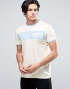 Brave Soul Retro Print Slub Print T-shirt - Blue