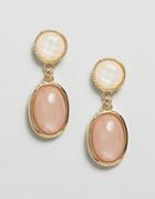 Designb Pale Pink Gem Drop Earrings - Gold