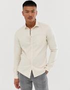 Asos Design Slim Fit Casual Oxford Shirt In Ecru-cream