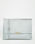 Asos Premium Leather Metal Handle Shoulder Bag - Blue