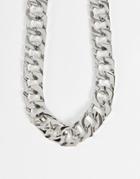 Asos Design Necklace In Square Edge Curb Chain In Silver Tone