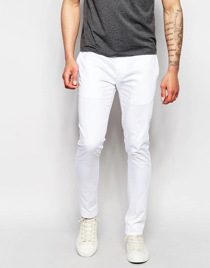 Asos Super Skinny Pant In Cotton Sateen - White