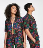 Collusion Unisex Floral Shirt In Black - Part Of A Set