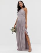 Tfnc Bridesmaid Exclusive Pleated Maxi Dress In Gray - Gray