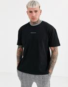 Good For Nothing T-shirt In Black With Plaid Neck Detail