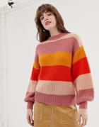 Monki Stripe Knitted Sweater In Multi - Multi
