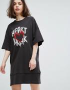 Monki Heart Break T-shirt Dress - Black