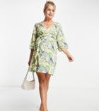Asos Design Maternity Wrap Belted Cover Up In Snake Print-multi