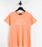 Asos Design Maternity T-shirt With 'good Energy' Print In Apricot-orange