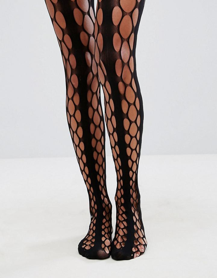 Asos Grunge And Stripe Oversized Fishnet Tights - Black