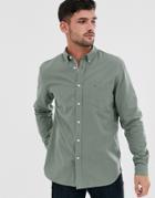 Lacoste Button Down Collar Logo Oxford Shirt In Green