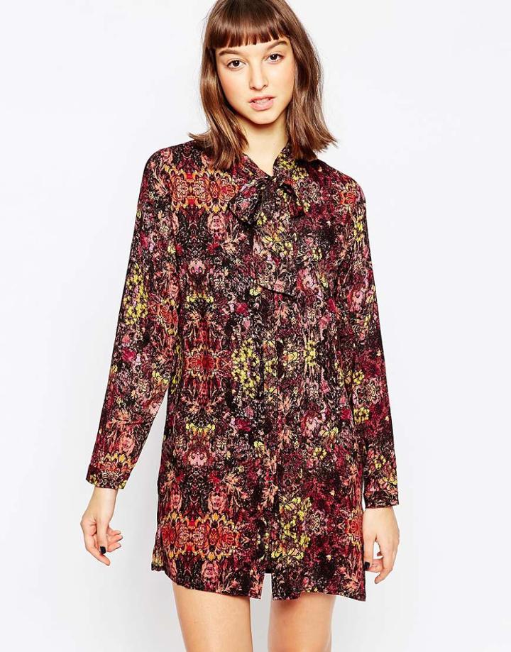Minimum Floral Shirt Dress - 999 Black