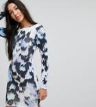 Asos Tall Mini Bodycon Dress With Puff Sleeves In Marble Print - Multi