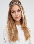 Asos Wedding Faux Pearl And Beaded Hair Crown - Gold
