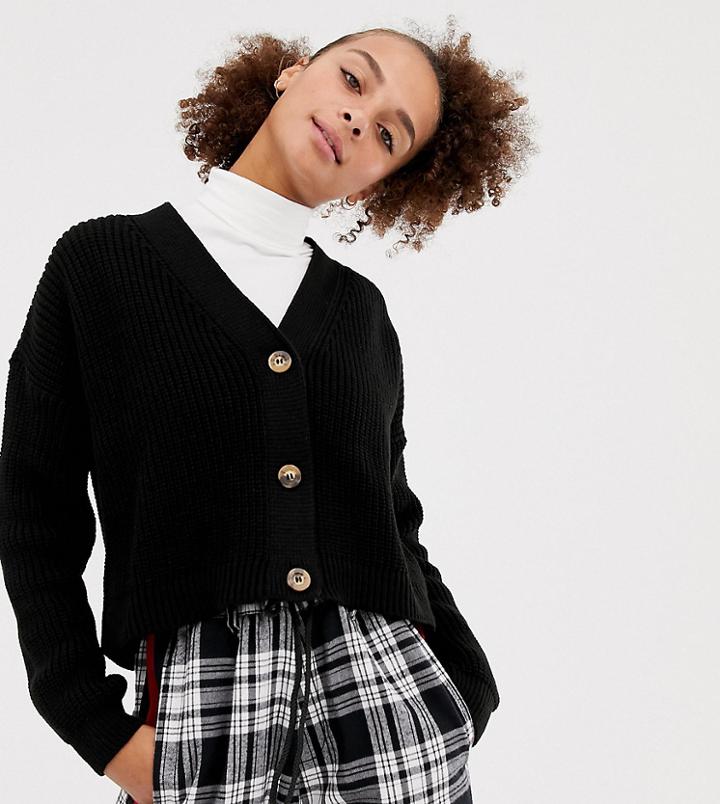 Collusion Boxy Cropped Cardigan - Black
