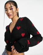 Trendyol Heart Cardigan In Black