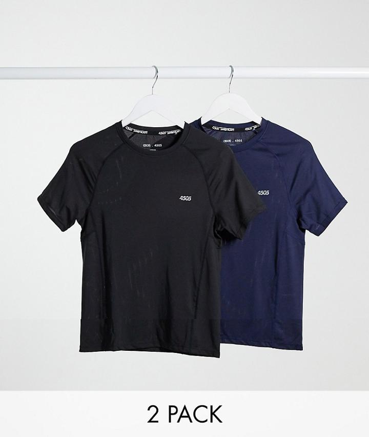 Asos 4505 Icon Muscle Fit Training T-shirt With Quick Dry 2 Pack Save-black