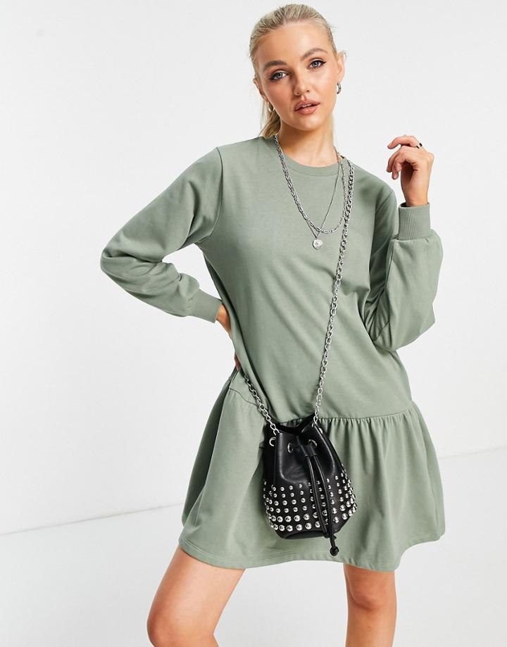 Jdy Mini Peplum Sweat Dress In Green